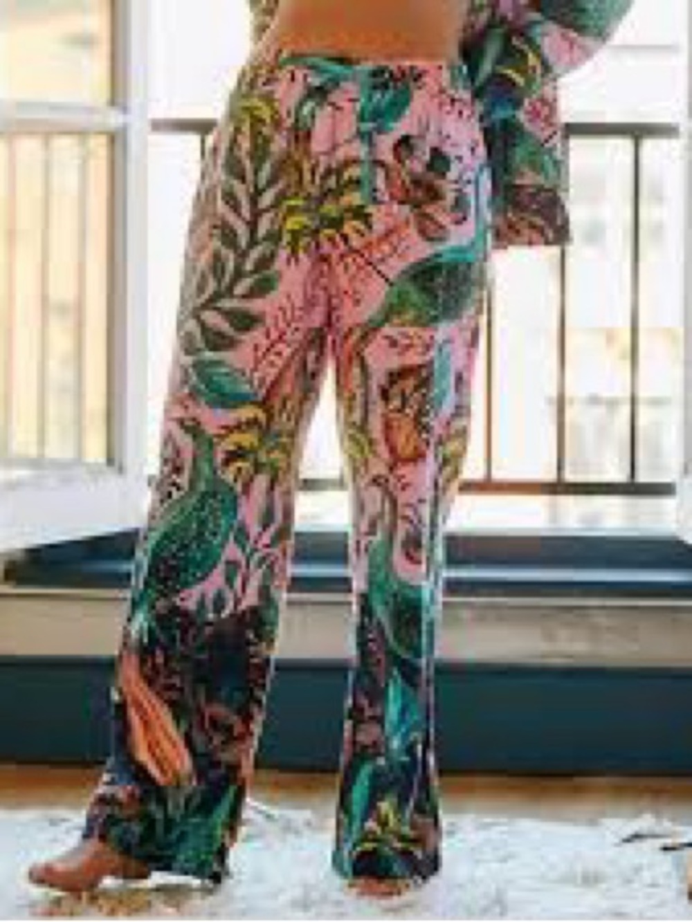 Rachael Balane x Anthropologie Tropical Print Pajama Pants - Pink & Teal